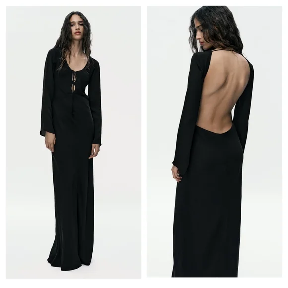 Zara Open Back Dress Maxi Gown - Picture 2 of 12